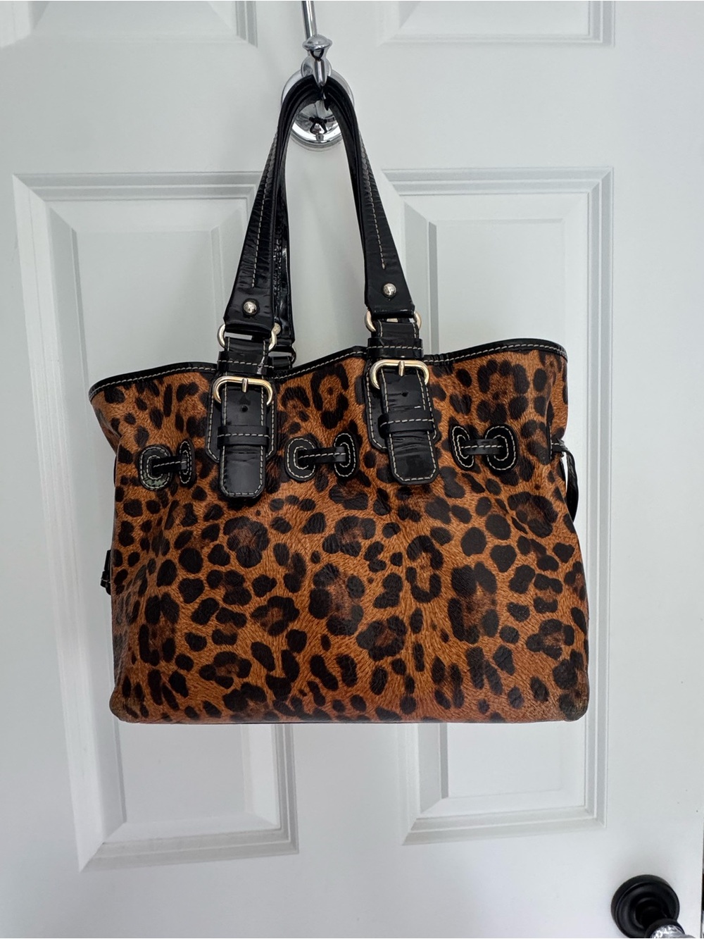 Dooney & Bourke Small Chiara Leopard-Print in Brown and Black - Picture 2 of 9